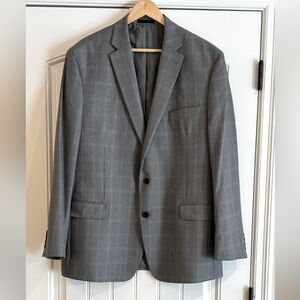 Lauren Ralph Lauren Mens Plaid Classic Fit Two-Button Blazer Gray Size 46 Long